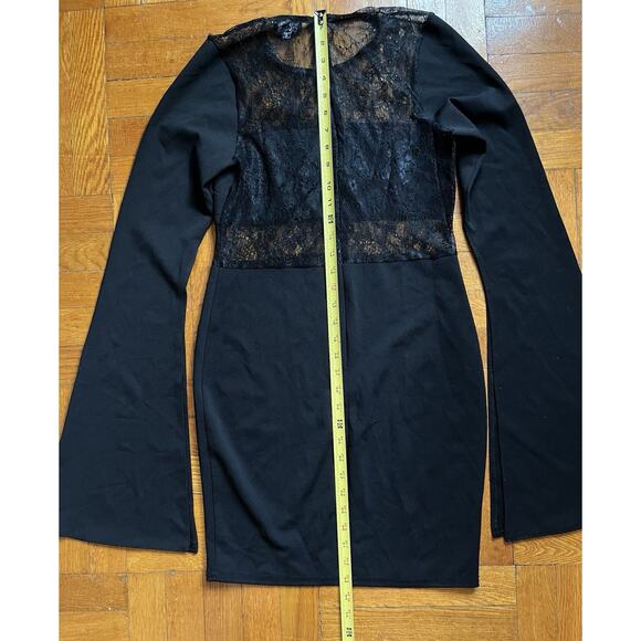 John Zack Tall Black Lace Dress With Split Sleeves US 8 UK 12 Witchy Whimsigoth - Picture 10 of 13